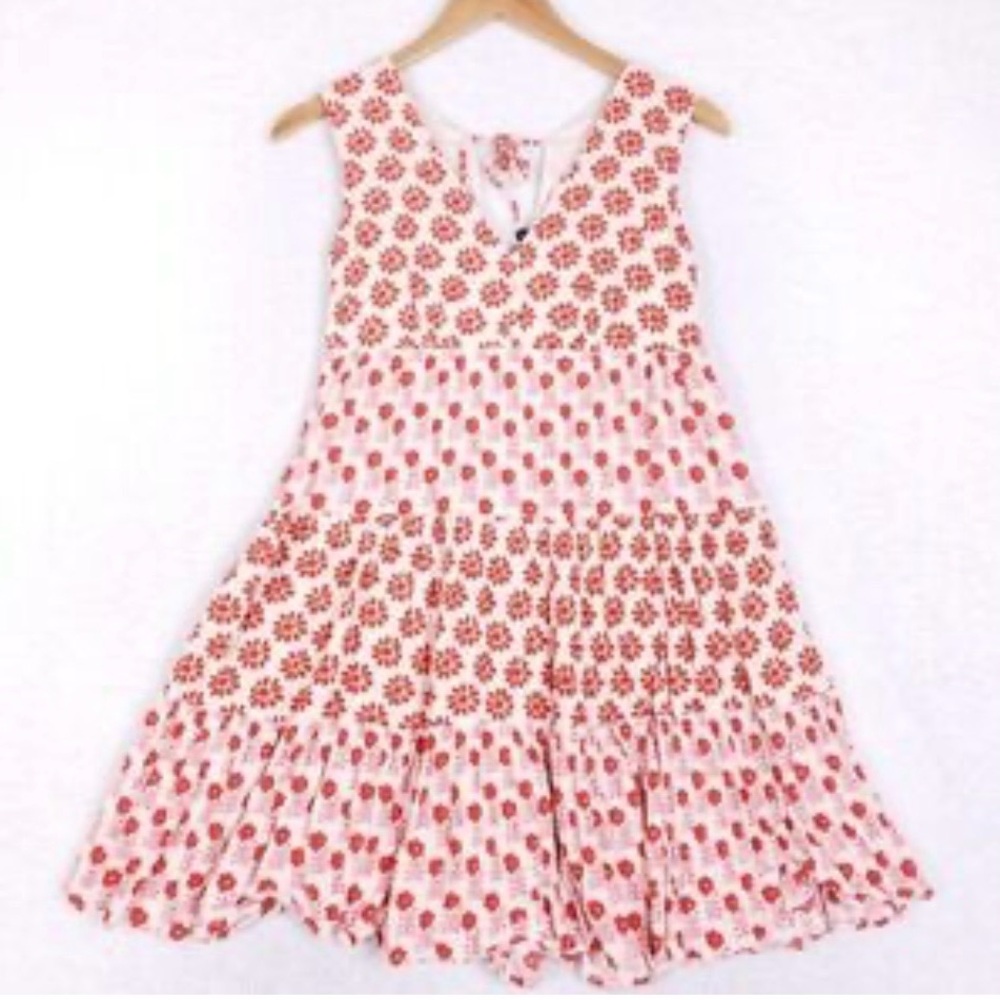 Japna Floral Dress in Cream and Red women’s size small